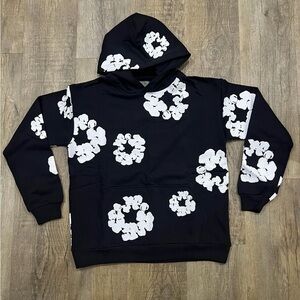 Black Hoodie with White Denim Tears Hoodie